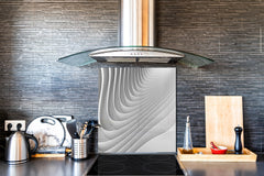 Toughened glass backsplash BS 12 White and grey textures Series: Geometry Abstraction 2