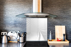 Toughened glass backsplash BS 12 White and grey textures Series: Geometry Abstraction 3