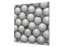 Toughened glass backsplash BS 12 White and grey textures Series: Circles Geometry