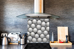 Toughened glass backsplash BS 12 White and grey textures Series: Circles Geometry