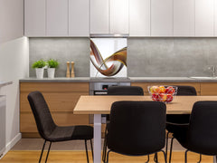 Tempered glass kitchen wall panel BS15A Abstract textures A: Abstraction Wave Brown 2