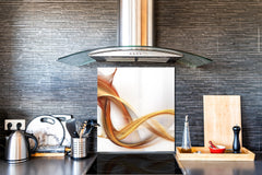 Tempered glass kitchen wall panel BS15A Abstract textures A: Gold Wave 1