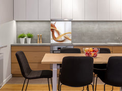 Tempered glass kitchen wall panel BS15A Abstract textures A: Gold Wave 1