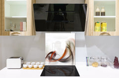Antiéclaboussures de cuisine en verre BS15A Textures abstraites A: Vague rouge 1