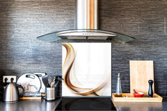 Tempered glass kitchen wall panel BS15A Abstract textures A: Gold Wave 2