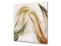 Tempered glass kitchen wall panel BS15A Abstract textures A: Gold Green Wave