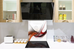 Antiéclaboussures de cuisine en verre BS15A Textures abstraites A: Vague rouge 2