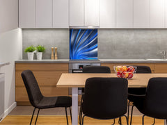 Tempered glass kitchen wall panel BS15A Abstract textures A: Blue Wave 1