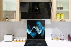 Tempered glass kitchen wall panel BS15A Abstract textures A: Blue Wave 4
