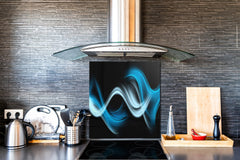 Tempered glass kitchen wall panel BS15A Abstract textures A: Blue Wave 4