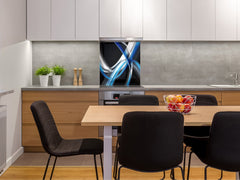 Tempered glass kitchen wall panel BS15A Abstract textures A: Blue Wave 5