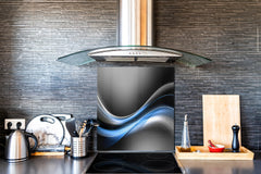 Tempered glass kitchen wall panel BS15A Abstract textures A: Blue Wave 6