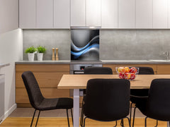 Tempered glass kitchen wall panel BS15A Abstract textures A: Blue Wave 6
