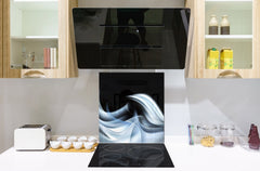 Tempered glass kitchen wall panel BS15A Abstract textures A: Blue Wave 7