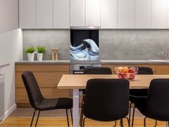 Tempered glass kitchen wall panel BS15A Abstract textures A: Blue Wave 7