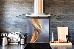 Tempered glass kitchen wall panel BS15A Abstract textures A: Orange Wave 2