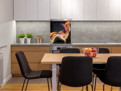 Tempered glass kitchen wall panel BS15A Abstract textures A: Colorful Wave 2