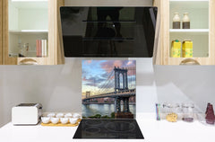 Magnifico paraschizzi in vetro stampato – Pannello in vetro temperato da cucina BS24 Serie ponti: City Bridge 1