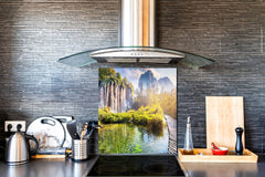 Tempered glass Cooker backsplash BS16 Waterfall landscapes Series: Waterfall Lake 1