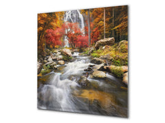 Tempered glass Cooker backsplash BS16 Waterfall landscapes Series: Waterfall Stones 2