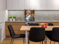 Tempered glass Cooker backsplash BS16 Waterfall landscapes Series: Waterfall Stones 2