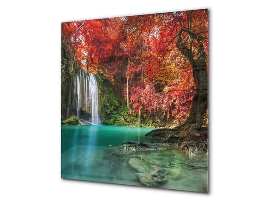 Placa protectora contra salpicaduras de vidrio templado BS16 Serie de paisajes de cascada: Cascada de otoño