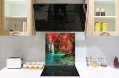 Tempered glass Cooker backsplash BS16 Waterfall landscapes Series: Autumn Waterfall