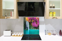 Tempered glass Cooker backsplash BS16 Waterfall landscapes Series: Violet Waterfall
