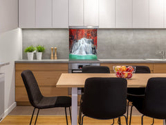 Tempered glass Cooker backsplash BS16 Waterfall landscapes Series: Waterfall Flowers 2