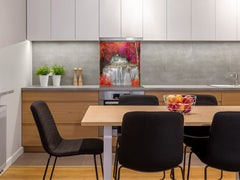 Tempered glass Cooker backsplash BS16 Waterfall landscapes Series: Waterfall Flowers 3