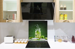 Glass kitchen splashback – Glass upstand BS09 Water splash Series: Lime Mojito 1