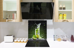Glass kitchen splashback – Glass upstand BS09 Water splash Series: Lime Mojito 2