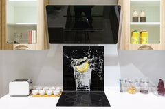 Glass kitchen splashback – Glass upstand BS09 Water splash Series: Lemon Drink