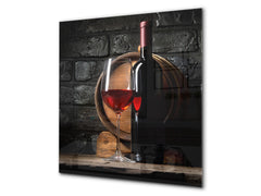 Tempered Glass backsplash – Art design Glass Upstand BS19 Wine Series: Wine From The Barrel 1