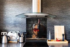 Tempered Glass backsplash – Art design Glass Upstand BS19 Wine Series: Wine From The Barrel 1
