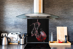 Tempered Glass backsplash – Art design Glass Upstand BS19 Wine Series: Spilled Wine