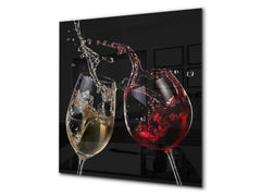 Tempered Glass backsplash – Art design Glass Upstand BS19 Wine Series: White Wine 1