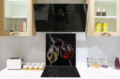 Tempered Glass backsplash – Art design Glass Upstand BS19 Wine Series: White Wine 1