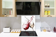 Tempered Glass backsplash – Art design Glass Upstand BS19 Wine Series: Spilled White Wine
