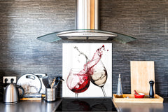 Tempered Glass backsplash – Art design Glass Upstand BS19 Wine Series: Spilled White Wine