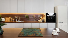 Chopping Board - Impact & Scratch Resistant - Glass Cutting Board D24 Rusted textures Series: Old copper oxidation