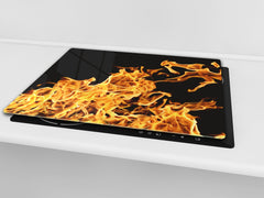 Tempered Glass Cutting Board and Worktop Saver D03 Fire Series: Fire 6