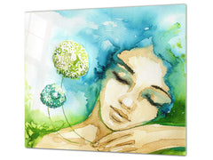 Glass stove top 60D19: A sleeping woman