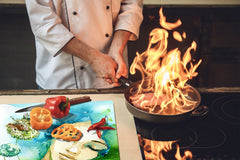 Glass stove top 60D19: A sleeping woman