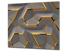 UNIQUE Tempered GLASS Kitchen Board – Scratch Resistant Glass Cutting Board – Glass Countertop MEASURES: SINGLE: 60 x 52 cm (23,62” x 20,47”); DOUBLE: 30 x 52 cm (11,81” x 20,47”); D29 Colourful Variety Series: Glossy geometric modules