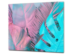 Tempered GLASS Kitchen Board – Impact & Scratch Resistant D27 Vintage leaves and patterns Series: Gradient jungle