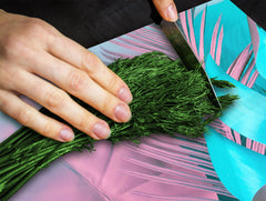 Tempered GLASS Kitchen Board – Impact & Scratch Resistant D27 Vintage leaves and patterns Series: Gradient jungle