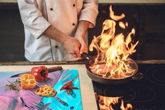 Tempered GLASS Kitchen Board – Impact & Scratch Resistant D27 Vintage leaves and patterns Series: Gradient jungle