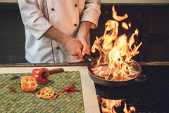 KITCHEN BOARD & Induction Cooktop Cover – Glass Pastry Board D25 Textures and tiles 1 Series: Tiny golden tiles