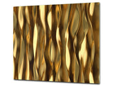 Tempered GLASS Cutting Board – Worktop saver and Pastry Board – Glass Kitchen Board; MEASURES: SINGLE: 60 x 52 cm (23,62” x 20,47”); DOUBLE: 30 x 52 cm (11,81” x 20,47”); D28 Golden Waves Series: Liquid gold 1